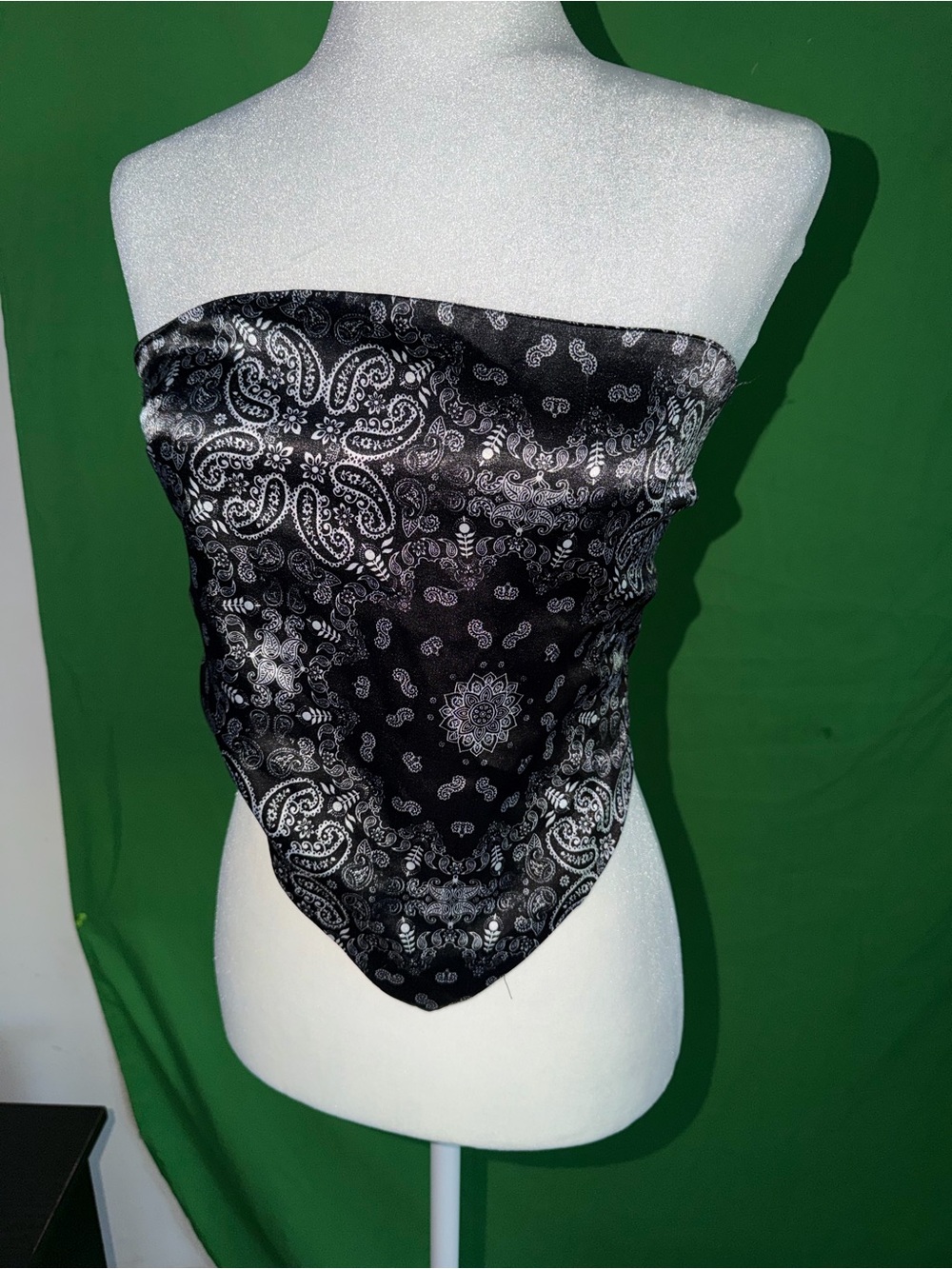 Black Paisley Satin Bandana Scarf - Versatile Women's Wrap